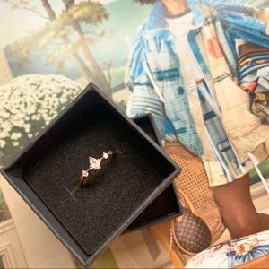 *Petite Elegant Triple Jeweled Rose Gold Ring*